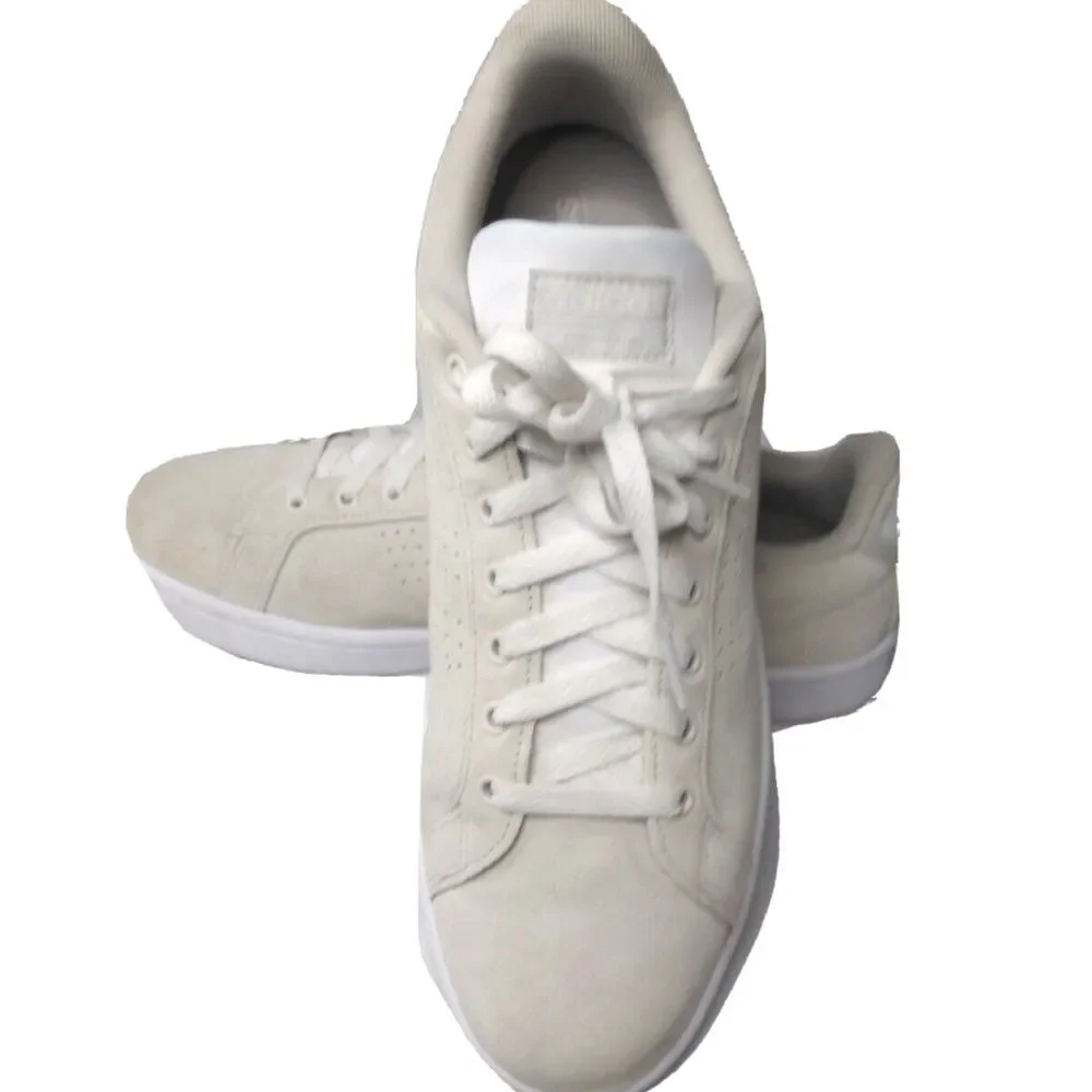 Adidas Beige Suede Sneakers Mens 11.5 Shoes Cloudfoam Advantage DA9672